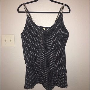 Swim by Cacique polka dot tankini top size 18